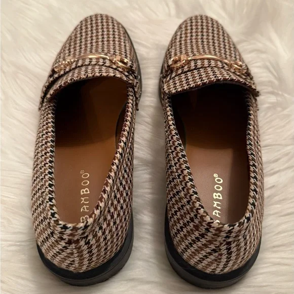 Bamboo Houndstooth Loafers - Brown/Black/Cream, Size 8 - Picture 4 of 6